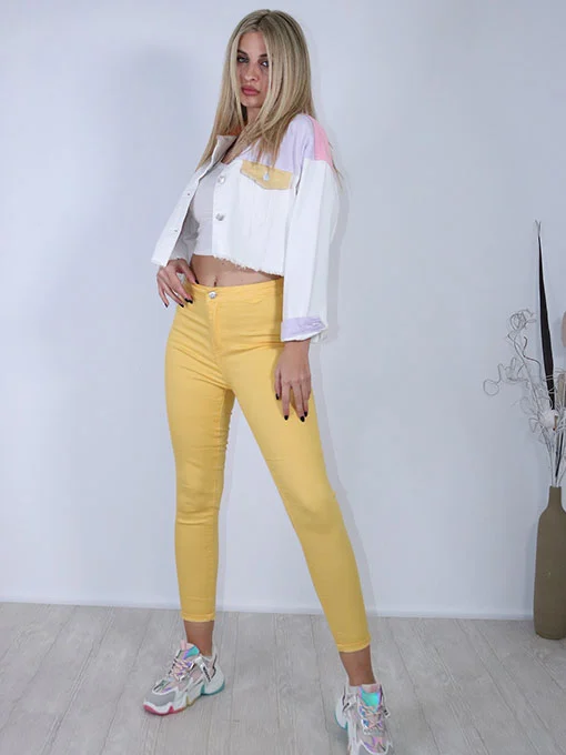 Παντελόνι κίτρινο καπαρτίνα