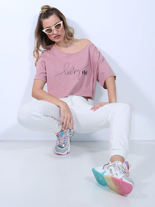 ΜΠΛΟΥΖΑΚΙ ΚΟΝΤΟΦΑΡΔΟ ΡΟΖ ΜΕ ΣΤΑΜΠΑ