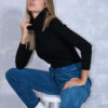 Μπλούζα πλεκτή μαύρη ζιβάγκο ελαστική