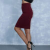 Φούστα pencil ψηλόμεση μπορντό