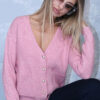 Ζακέτα πλεκτή ροζ με τσεπάκια