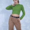 Crop top πλεκτό ριπ πράσινο