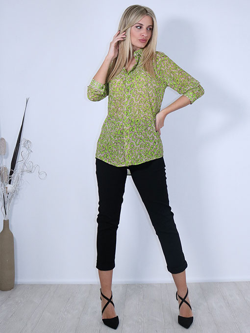 Πουκάμισο εμπριμέ πράσινο c-throu