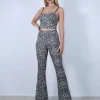 Σετ animal print παντελόνι και μπούστο μαύρο