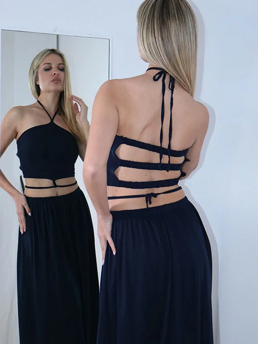 Crop top εξώπλατο μπλε