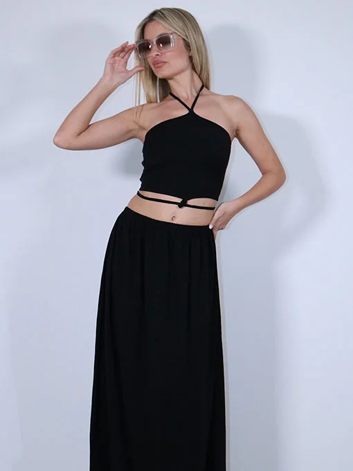 Crop top εξώπλατο μαύρο
