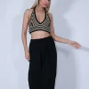 Crop top πλεκτό εξώπλατο μαύρο
