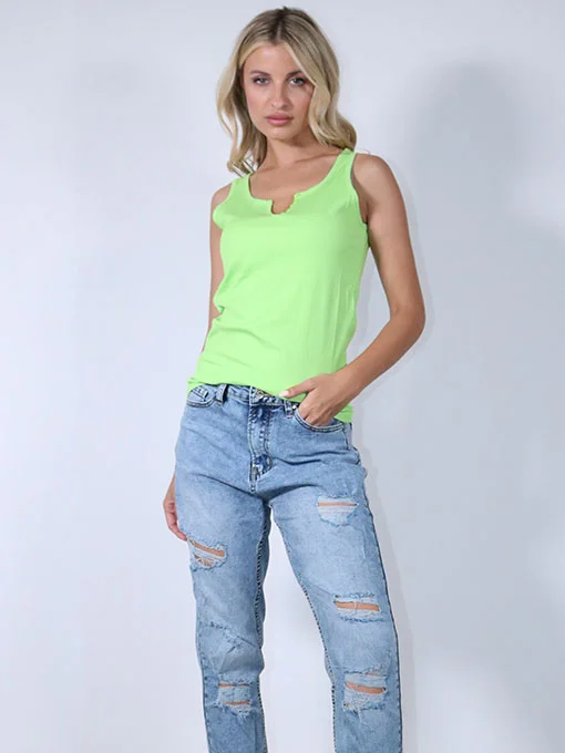 Φανελάκι ριπ λαχανί με κουμπάκια