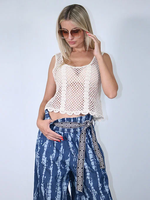 Τοπάκι πλεκτό μπεζ διάτρητο