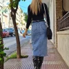 Φούστα τζίν μίντι ελαστική με άνοιγμα 