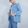 Μπουφάν τζιν σταθερό με αποσπώμενη κουκούλα