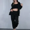 Σετ φόρμα φούτερ μαύρη παντελόνι με ζακέτα