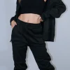 Σετ φόρμα φούτερ μαύρη παντελόνι με ζακέτα