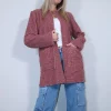 Ζακέτα μπουκλέ ροζ με τσέπες