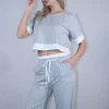 Σετ φόρμα δίχρωμο μπλούζα κοντομάνικη και παντελόνι 