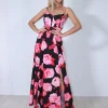 Φόρεμα μακρύ floral εξώπλατο με δέσιμο