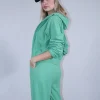 Σετ φόρμα κοτλέ λαχανί ζακέτα με φερμουάρ και παντελόνι 