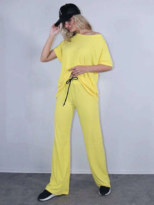 Σετ ριπ παντελόνα με κορδόνι και μπλούζα μακριά