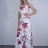 Σετ floral φούστα μακριά με βολάν και μπούστο