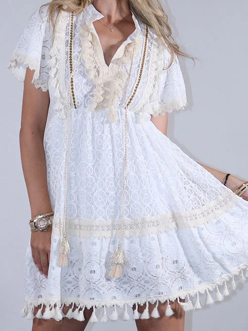 Φόρεμα closs δαντέλα με κεντήματα