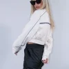 Jacket crop εκρού δερματίνη