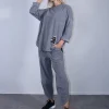 Σετ φούτερ γκρι μπλούζα φαρδιά με σαλβάρι