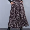 Φούστα μακριά animal print με ζώνη 