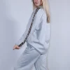 Σετ με animal μπλούζα γκρι με γιακά και παντελόνα
