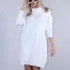 Φόρεμα πλεκτό λευκό φαρδύ ελαστικό