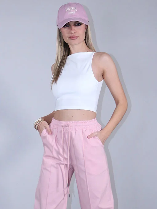 Crop top λευκό με ίσιο λαιμό