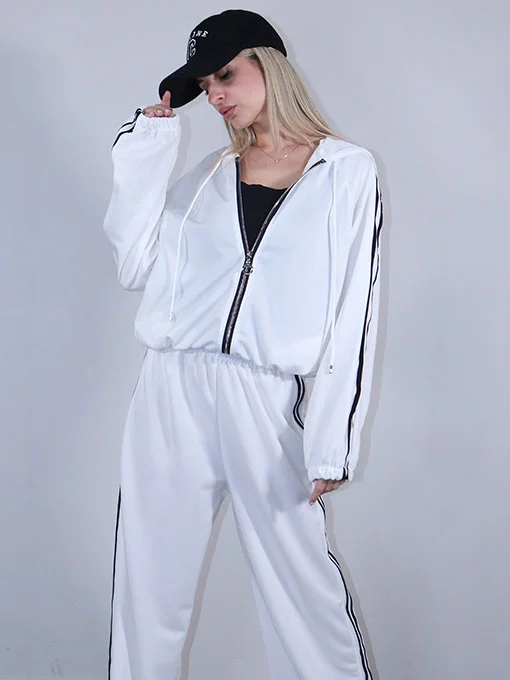 Σετ φόρμα λευκή με ρίγες στα πλαινά