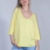 Μπλούζα πλεκτή κίτρινη νυχτερίδα φαρδιά με Ve