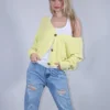 Ζακέτα πλεκτή κίτρινη ανοιξιάτικη με κουμπιά