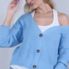 Ζακέτα πλεκτή γαλάζια ανοιξιάτικη με κουμπιά