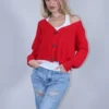 Ζακέτα πλεκτή κόκκινη ανοιξιάτικη με κουμπιά