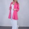 Ζακέτα φαρδιά μακριά φούξια με γυριστά μανίκια