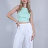 Crop top βεραμάν με ίσιο λαιμό