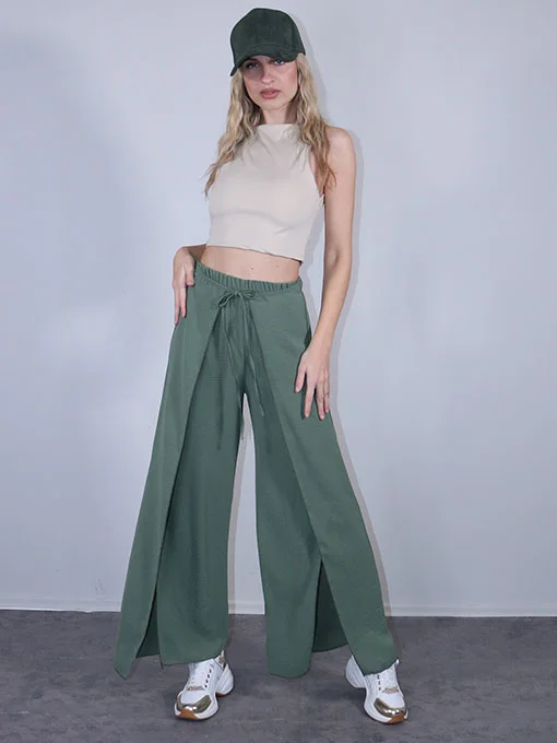 Παντελόνα φάκελος χακί με λάστιχο στην μέση