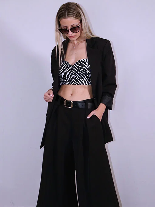 Σετ κοστούμι μαύρο oversize παντελόνα φαρδιά και σακάκι 