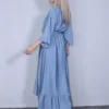 Φόρεμα μπλε κρουαζέ ασύμμετρο μακρύ
