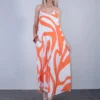 Φόρεμα maxi εμπριμέ πορτοκαλί με Ve