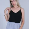 Τοπ φαρδύ μαύρο με χρυσές χάντρες στις τιράντες