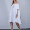 Φόρεμα λινό λευκό ασύμμετρο