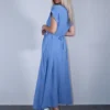 Φόρεμα μακρύ φαρδύ μπλε με ζωνάκι