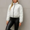 Καπιτονέ μπουφάν λευκό με λάστιχο