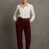 Παντελόνι κοτλέ μπορντό με ζώνη