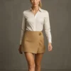 Σορτσόφουστα φάκελος μπεζ με χρυσό κουμπί