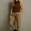 Παντελόνι μπεζ κοτλέ με ζώνη