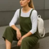 Σαλοπέτα κοτλέ χακί με μπλουζάκι