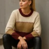 Πουλόβερ τρίχρωμο μπορντό oversized